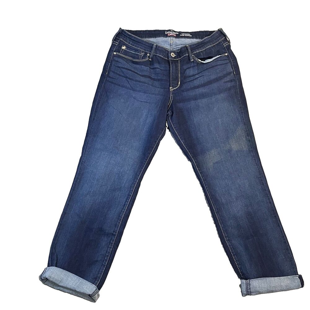 Denizen Levis Modern Slim Cuffed Dark Wash Jeans Womens Size 16